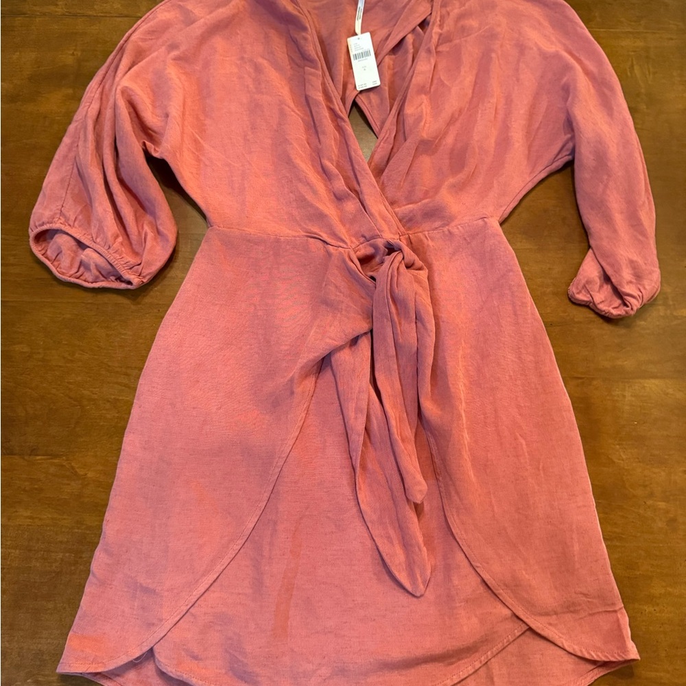 Brand New Anthropologie Pink Tie-Front Dress with Cutout Back